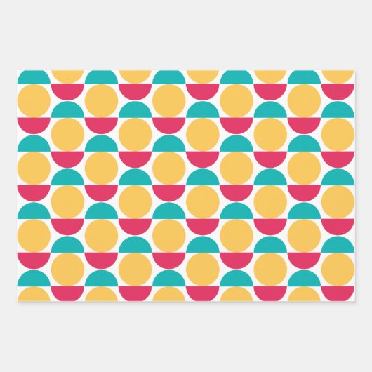 Moderne Aquamarine geometrische Formen in Rot-Gelb Geschenkpapier Set (Vorderseite)