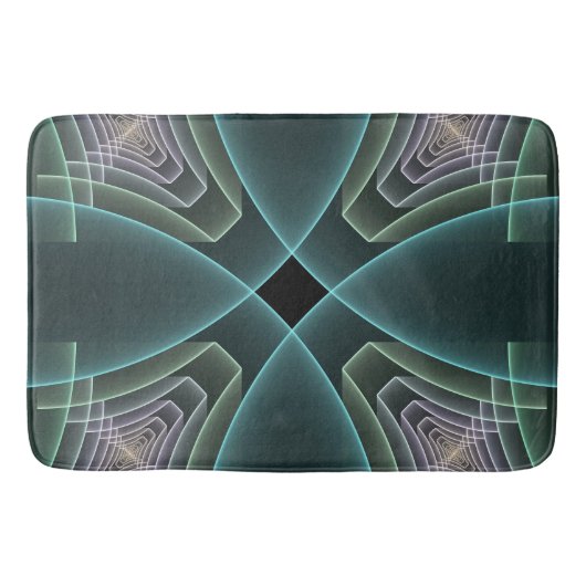 Moderne Aquamarine geometrische Fraktal-Grafik Badematte (Vorderseite)