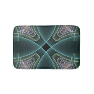 Moderne Aquamarine geometrische Fraktal-Grafik Badematte