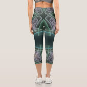Moderne Aquamarine geometrische Fraktal-Grafik Capri Leggings (Rückseite)