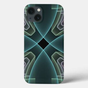 Moderne Aquamarine geometrische Fraktal-Grafik Case-Mate iPhone Hülle