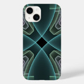 Moderne Aquamarine geometrische Fraktal-Grafik Case-Mate iPhone Hülle (Rückseite)