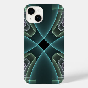 Moderne Aquamarine geometrische Fraktal-Grafik Case-Mate iPhone 14 Hülle
