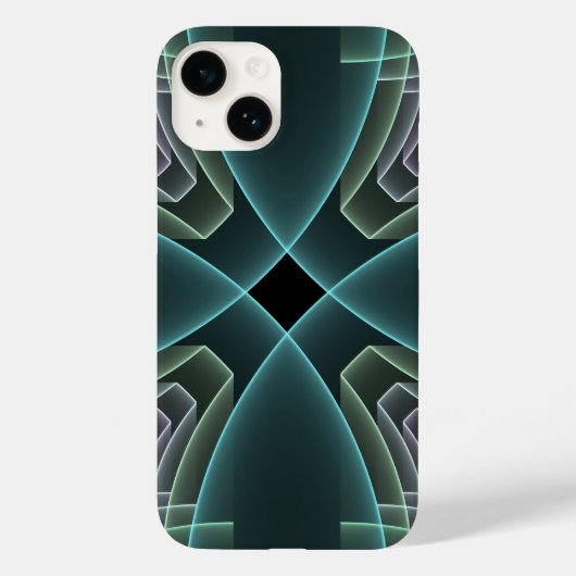 Moderne Aquamarine geometrische Fraktal-Grafik Case-Mate iPhone Hülle (Rückseite)