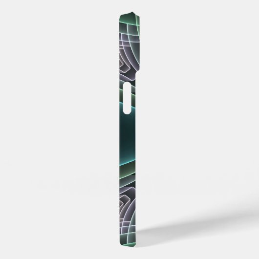 Moderne Aquamarine geometrische Fraktal-Grafik Case-Mate iPhone Hülle (Rückseite / Rechts)