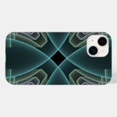 Moderne Aquamarine geometrische Fraktal-Grafik Case-Mate iPhone Hülle (Rückseite (Horizontal))