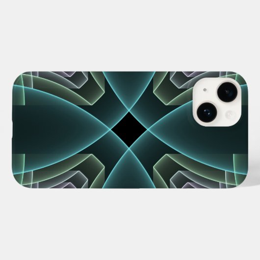 Moderne Aquamarine geometrische Fraktal-Grafik Case-Mate iPhone Hülle (Rückseite (Horizontal))