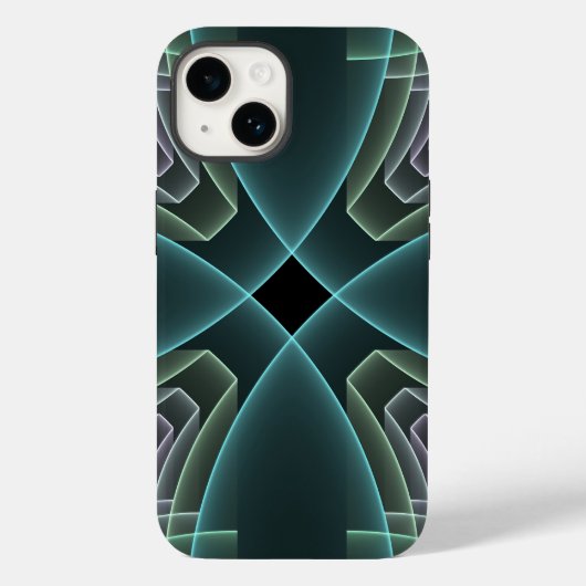 Moderne Aquamarine geometrische Fraktal-Grafik Case-Mate iPhone Hülle (Rückseite)