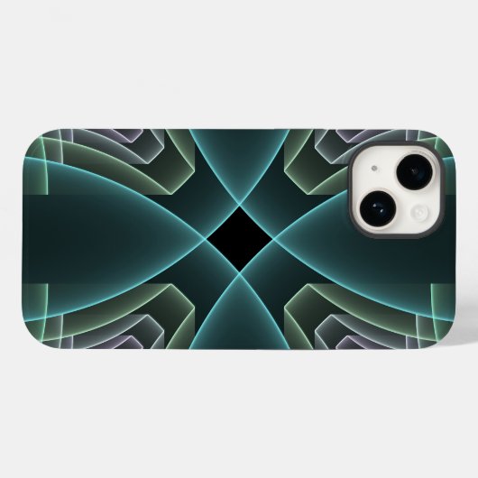 Moderne Aquamarine geometrische Fraktal-Grafik Case-Mate iPhone Hülle (Rückseite (Horizontal))