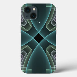 Moderne Aquamarine geometrische Fraktal-Grafik Case-Mate iPhone Hülle