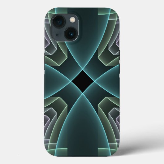 Moderne Aquamarine geometrische Fraktal-Grafik Case-Mate iPhone Hülle (Rückseite)