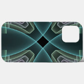 Moderne Aquamarine geometrische Fraktal-Grafik Case-Mate iPhone Hülle (Rückseite (Horizontal))