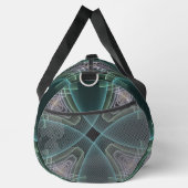 Moderne Aquamarine geometrische Fraktal-Grafik Duffle Bag (Rechts)