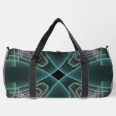 Moderne Aquamarine geometrische Fraktal-Grafik Duffle Bag (Rückseite)