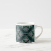 Moderne Aquamarine geometrische Fraktal-Grafik Espressotasse (Rechts)