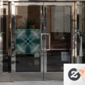 Moderne Aquamarine geometrische Fraktal-Grafik Fensteraufkleber (Büro Tür)