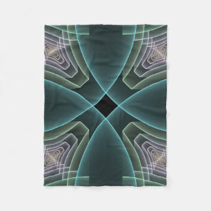 Moderne Aquamarine geometrische Fraktal-Grafik Fleecedecke