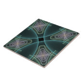 Moderne Aquamarine geometrische Fraktal-Grafik Fliese (Seite)