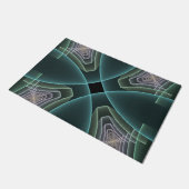 Moderne Aquamarine geometrische Fraktal-Grafik Fußmatte (Schrägansicht)