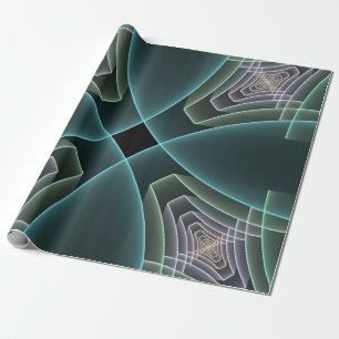 Moderne Aquamarine geometrische Fraktal-Grafik Geschenkpapier