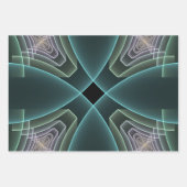 Moderne Aquamarine geometrische Fraktal-Grafik Geschenkpapier Set (Vorderseite)