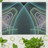 Moderne Aquamarine geometrische Fraktal-Grafik Geschirrtuch (Gefaltet)