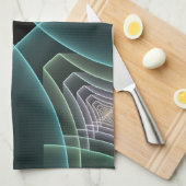 Moderne Aquamarine geometrische Fraktal-Grafik Geschirrtuch (Viertel Falte)