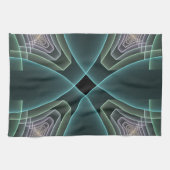 Moderne Aquamarine geometrische Fraktal-Grafik Geschirrtuch (Horizontal)