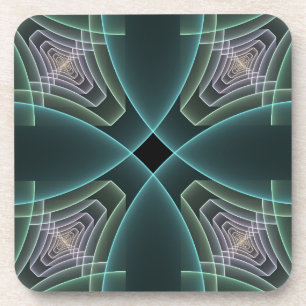 Moderne Aquamarine geometrische Fraktal-Grafik Getränkeuntersetzer
