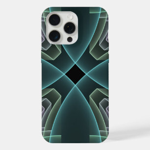 Moderne Aquamarine geometrische Fraktal-Grafik iPhone 15 Pro Max Hülle