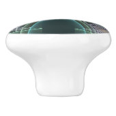 Moderne Aquamarine geometrische Fraktal-Grafik Keramikknauf (Seitenansicht)