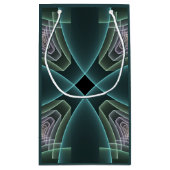 Moderne Aquamarine geometrische Fraktal-Grafik Kleine Geschenktüte (Rückseite)
