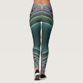 Moderne Aquamarine geometrische Fraktal-Grafik Leggings (Rückseite)