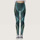 Moderne Aquamarine geometrische Fraktal-Grafik Leggings (Vorderseite)