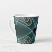 Moderne Aquamarine geometrische Fraktal-Grafik Milchtasse (Linke Ecke)
