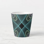 Moderne Aquamarine geometrische Fraktal-Grafik Milchtasse (Vorderseite)