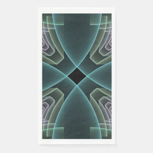 Moderne Aquamarine geometrische Fraktal-Grafik Serviette