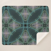 Moderne Aquamarine geometrische Fraktal-Grafik Sherpadecke (Vorderseite (Horizontal))