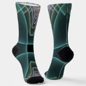 Moderne Aquamarine geometrische Fraktal-Grafik Socken (Gewinkelt)