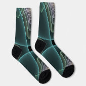 Moderne Aquamarine geometrische Fraktal-Grafik Socken (Rechts)