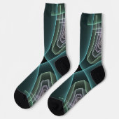 Moderne Aquamarine geometrische Fraktal-Grafik Socken (Linkes Detail)