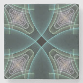 Moderne Aquamarine geometrische Fraktal-Grafik Steinuntersetzer (Vorderseite)
