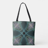 Moderne Aquamarine geometrische Fraktal-Grafik Tasche (Rückseite)