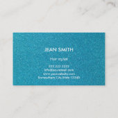 Moderne Aquamarine Glitzer Hair Stylist Business C Visitenkarte (Rückseite)
