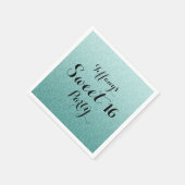 Moderne Aquamarine Glitzer Imitats Ombre Sweet 16  Serviette (Ecke)