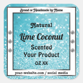 Moderne Aquamarine Glitzer-Sparkling-Stars-Produkt Quadratischer Aufkleber