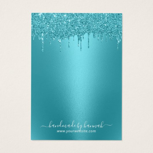 Moderne Aquamarine Glitzer-Tropfen mit Display-Hol (Rückseite)