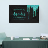 Moderne Aquamarine Glitzer Tropfen Sweet 16 Birthd Banner (Messeveranstaltung)