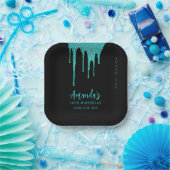 Moderne Aquamarine Glitzer Tropfen Sweet 16 Birthd Pappteller (Party)