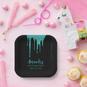 Moderne Aquamarine Glitzer Tropfen Sweet 16 Birthd Pappteller (Party)